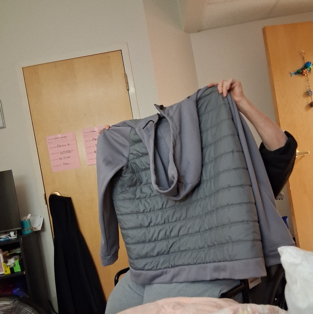 Gray Hooded Quilted Jacket